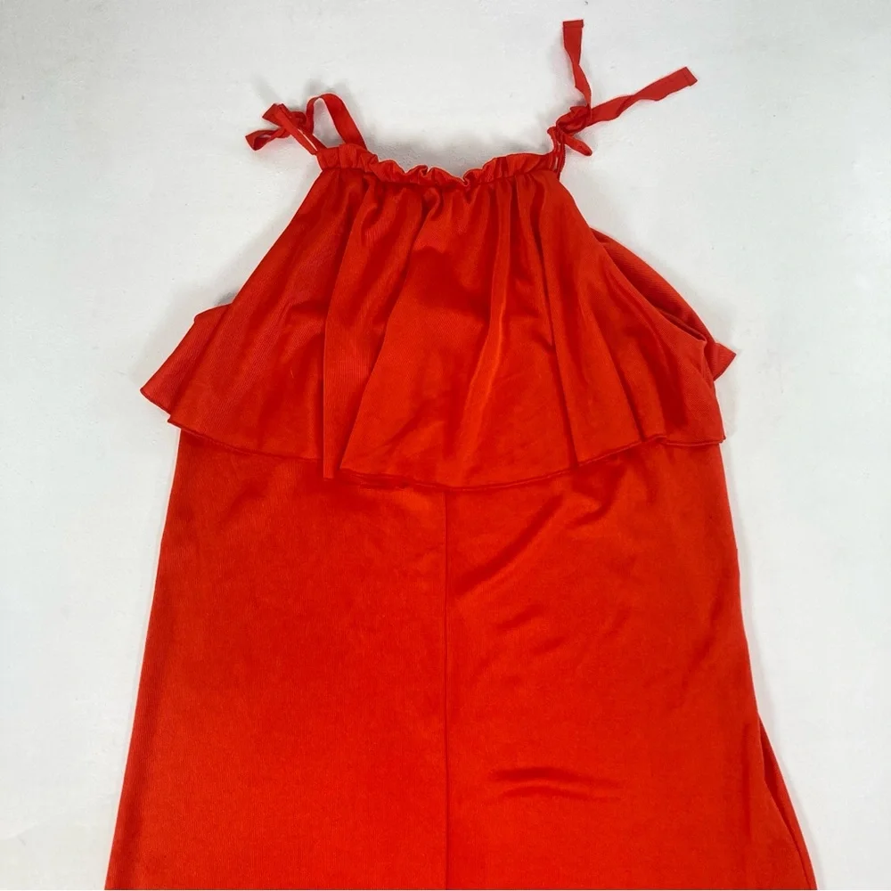 Free People Orange Coco S/P Maxi Dress Ruffle Tie Straps  chic boho Beach Summer - Picture 4 of 16